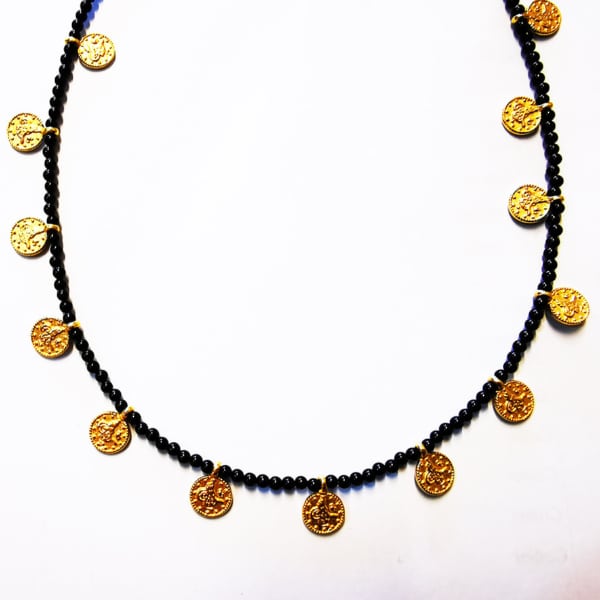 Kette Münzen Steine Gold – Bild 3