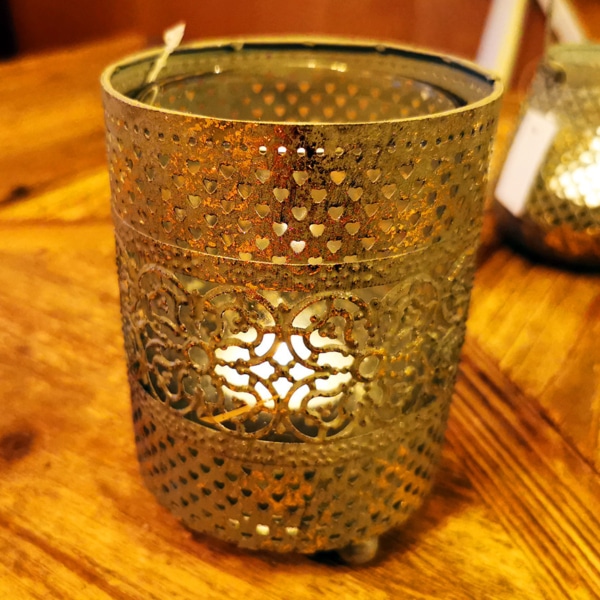 Windlicht filigran Gold kleiner – Bild 2