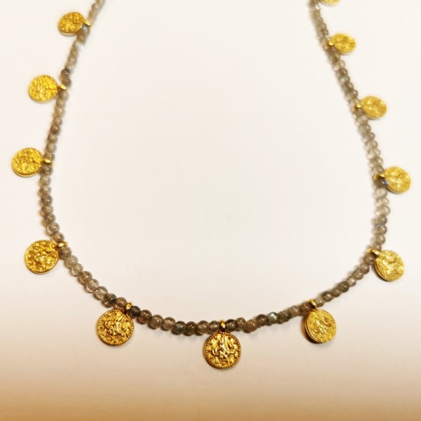 Kette Münzen Steine Gold – Bild 4