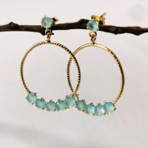 Ohranhänger Kreis Steine Gold