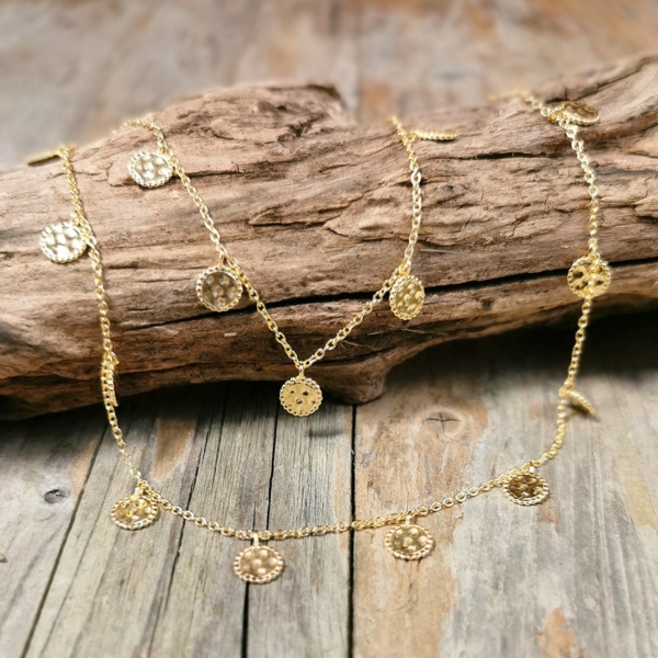 Kette lang Münzen Gold