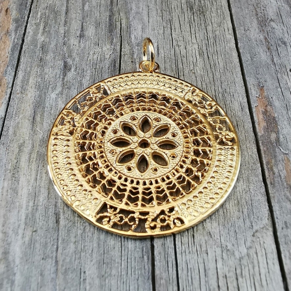 Halsanhänger Mandala gross Gold