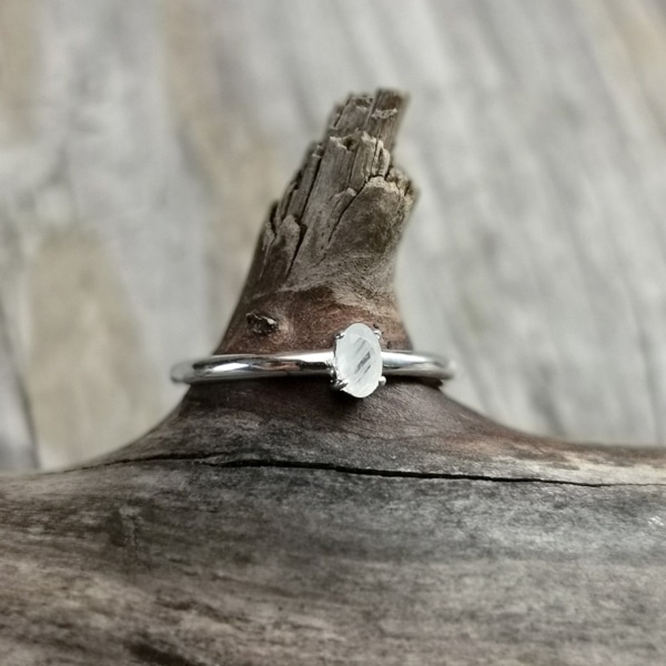 Ring fein ovaler Stein Silber – Bild 2