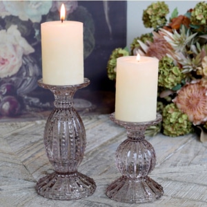 Kerzenständer Glas rosa