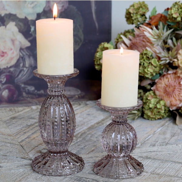 Kerzenständer Glas rosa