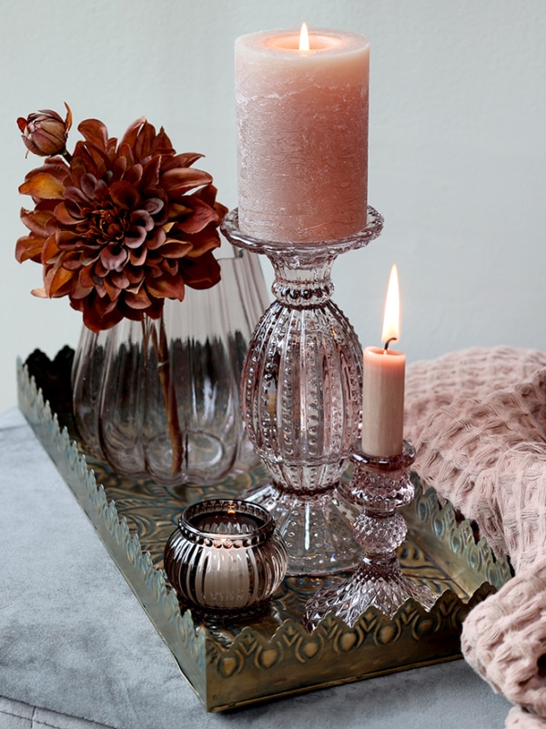 Kerzenständer Glas rosa – Bild 2