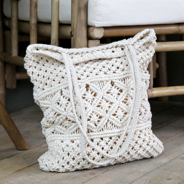 Tasche gehäkelt Creme – Bild 3