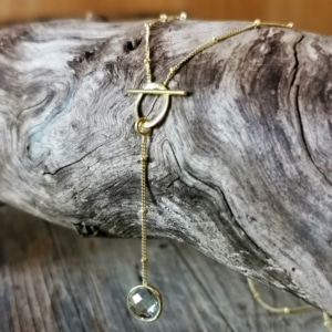 Y-Kette grüner Amethyst Gold