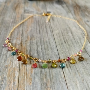 Kette Tropfen Turmalin Gold