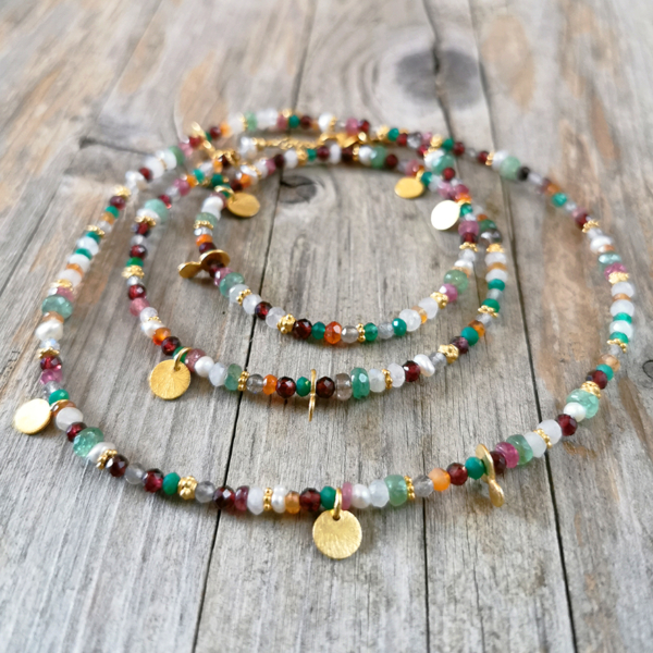 Kette lang Herbstfarben Gold