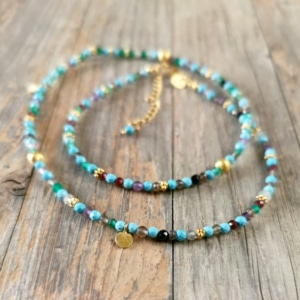 Kette mittel-lang Herbstfarben Gold