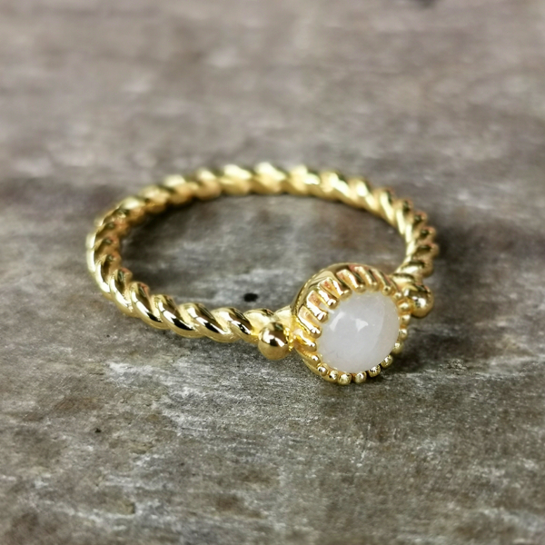 Ring mit rundem Stein Gold – Bild 2