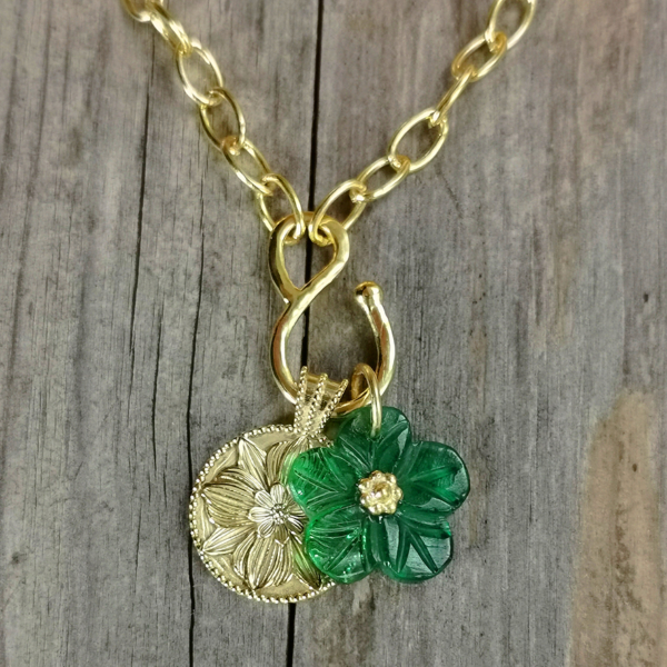 Halsanhänger Blume Gold gross – Bild 2
