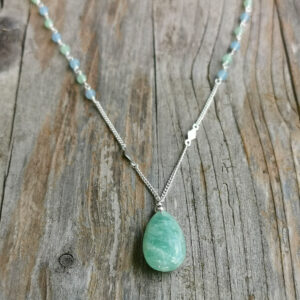 Kette Tropf Blautöne Silber