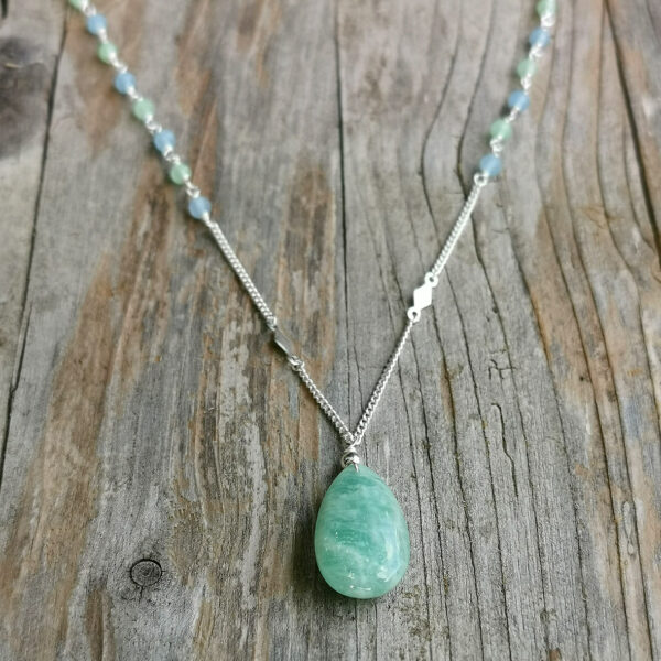 Kette Tropf Blautöne Silber