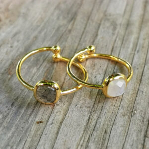 Ring Stein quadratisch Gold