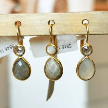 Ohranhänger Tropf zwei Steine Gold