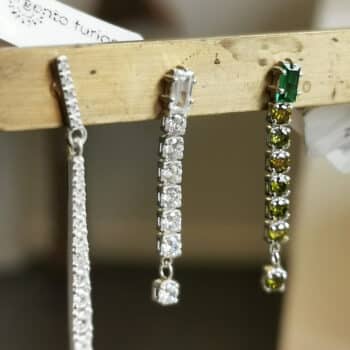 Ohranhänger schmal Zirkonia Silber