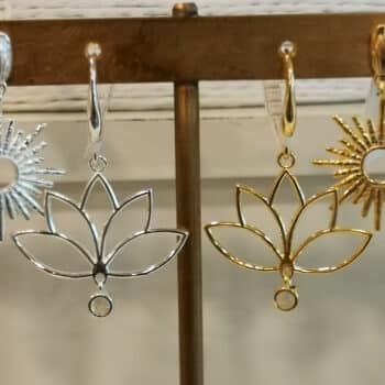 Ohranhänger Lotusblüte Mondstein Silber