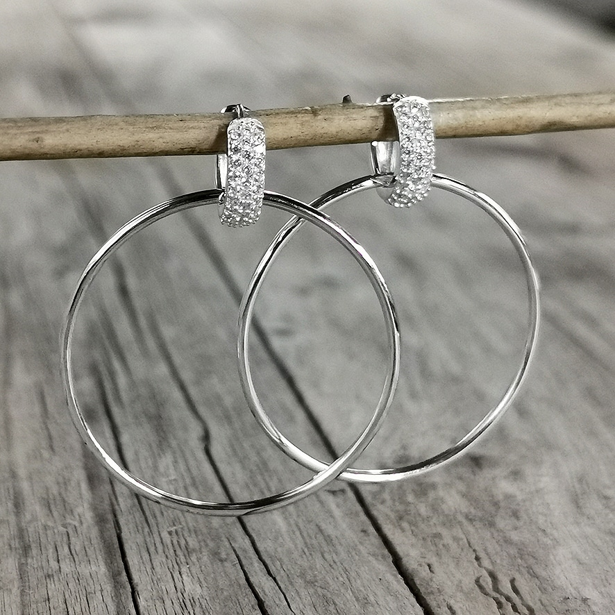 Ohranhänger Kreis Zirkonia Silber