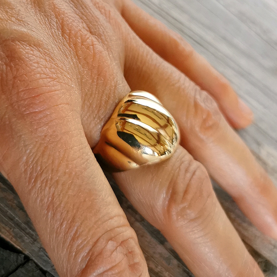 Permanent Ring Rill Ring organic Rillen Gold - AceSOIR