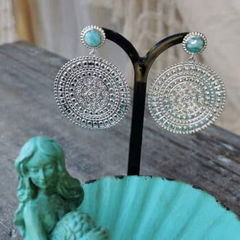 Ohranhänger Mandala Amazonit Silber