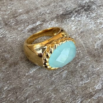 Ring blauer Achat Gold