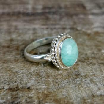 Ring oval Amazonit Silber