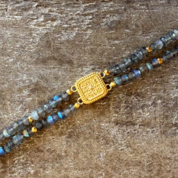Armband Quadrat Labradorit Gold